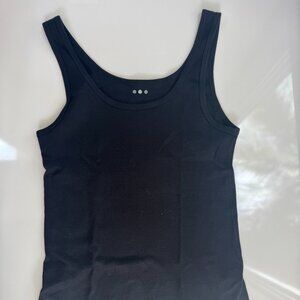 Three Dots Black Sleeveless Cotton Tee